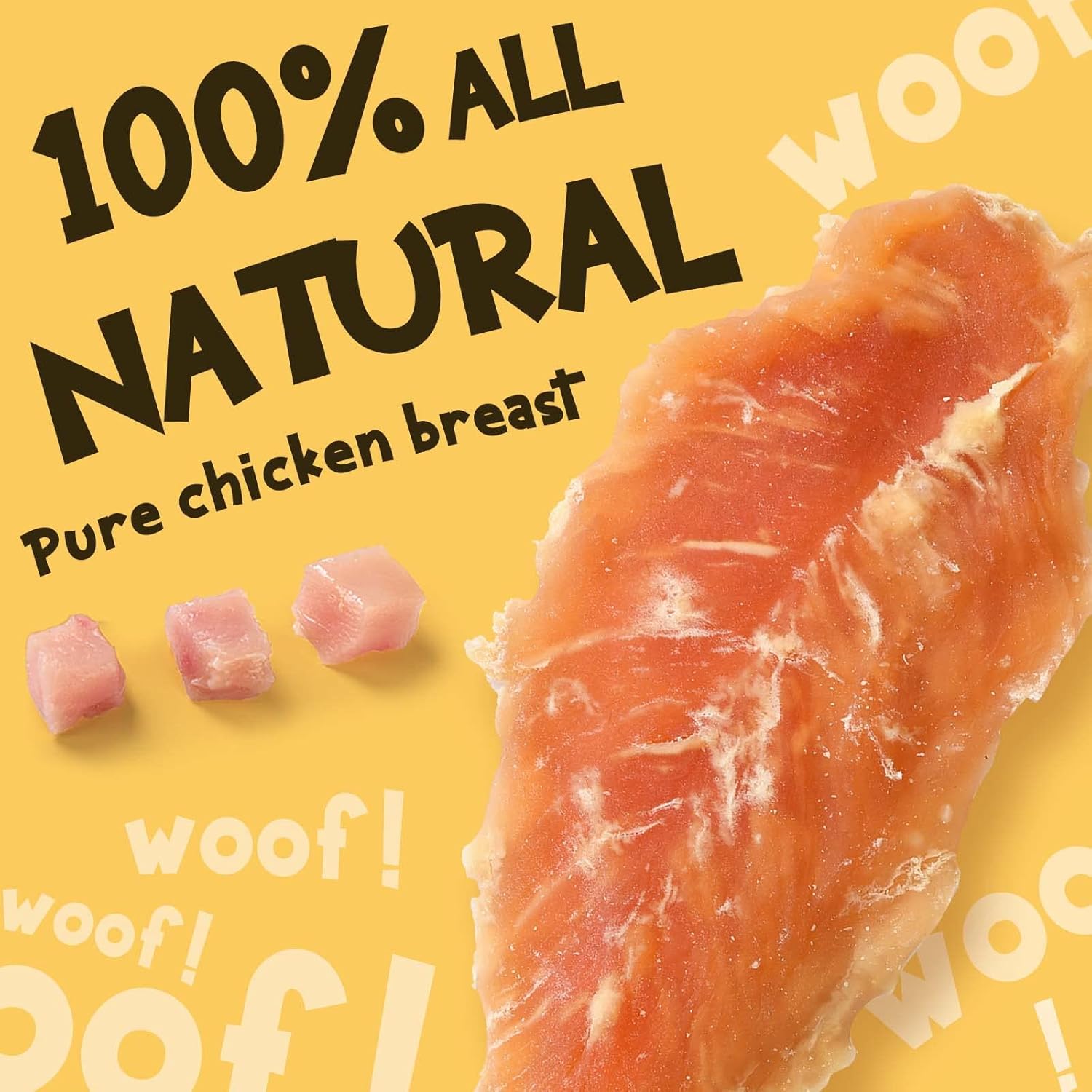 ASMPET Chicken Jerky Dog Treats - Real Chicken, Low Fat, High Protein, for Small & Medium Dogs, 1% Taurine