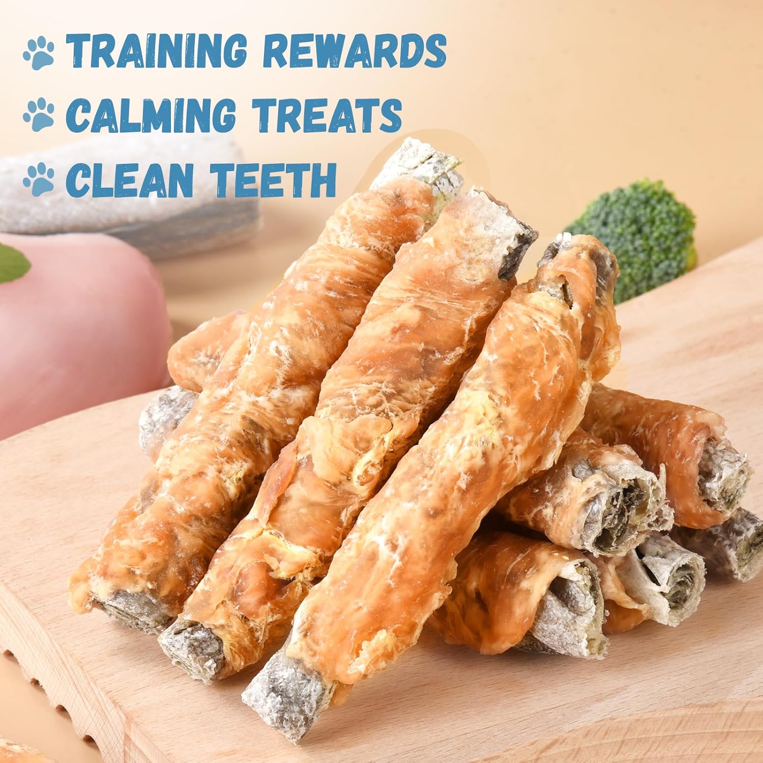Pawmate Chicken Cod Fish Skin Sticks - Omega3, Teeth Cleaning Dog Treats (10.5 oz)