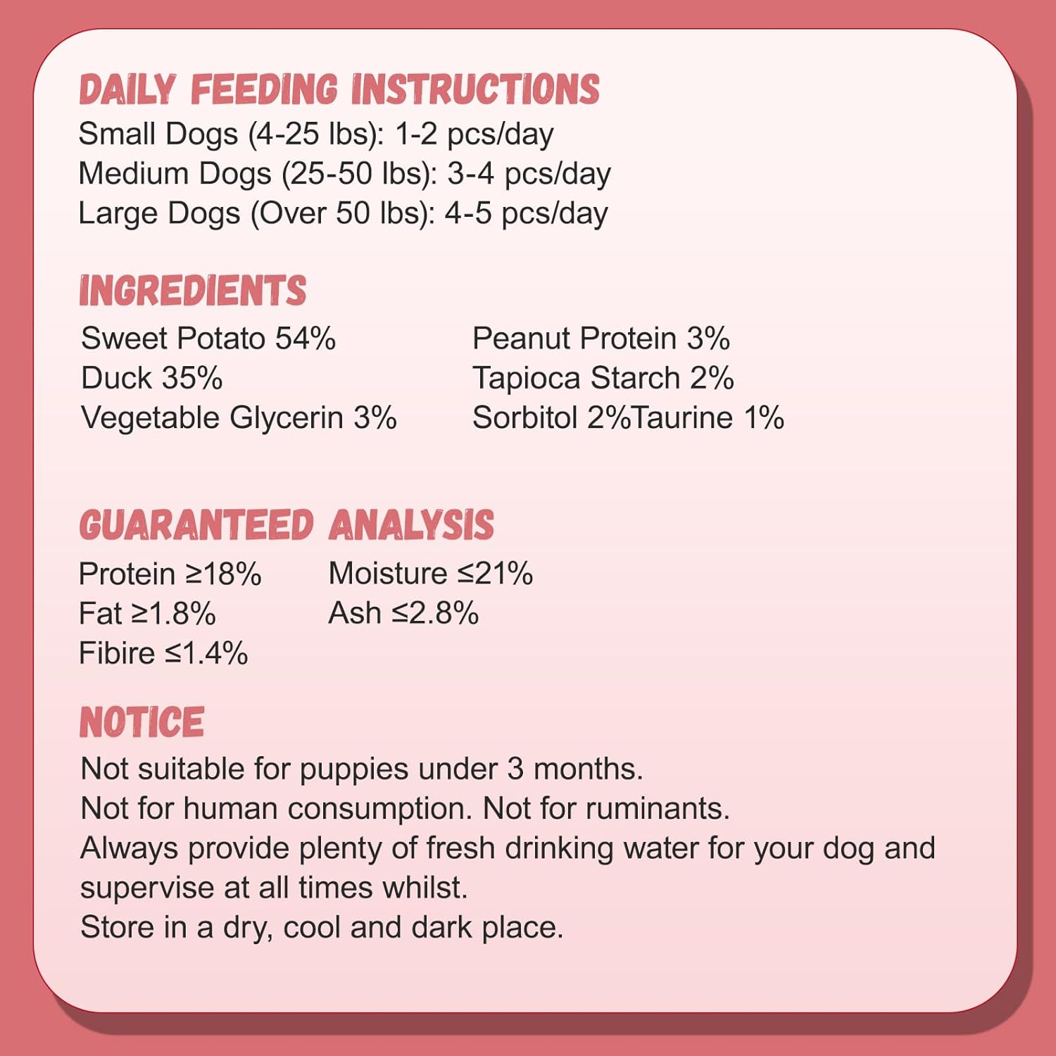 Pawmate Duck Double Purple Sweet Potato Wraps Dog Treats, Healthy Low Fat Dog Jerky Treats Chewy for Small Medium Large Dogs 12-15 Counts