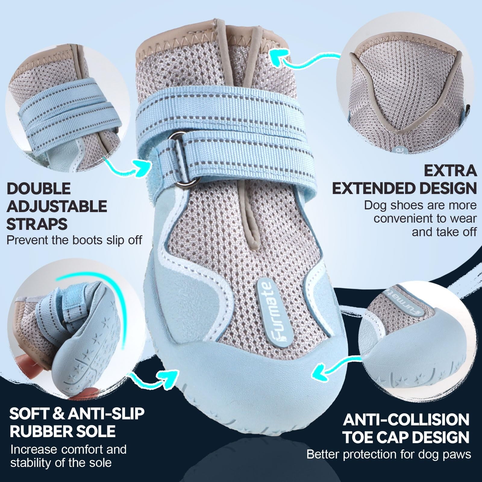Dog Shoes for Large Small Medium Dogs Breathable Mesh Dog Boots & Paw Protectors for Summer Hot Pavement Winter Snow Waterproof Anti Slip Dog Booties for Hiking Hardwood Floors-beige06