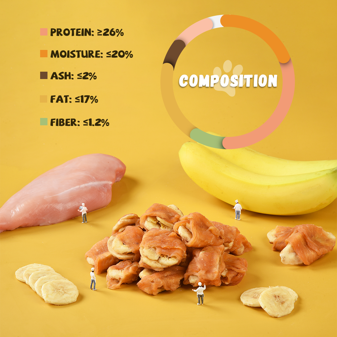 ASMPET Chicken Jerky and Banana Dog Treats, Rawhide Free Snacks, Grain Free Treats for Small Medium Large Dogs, 11oz