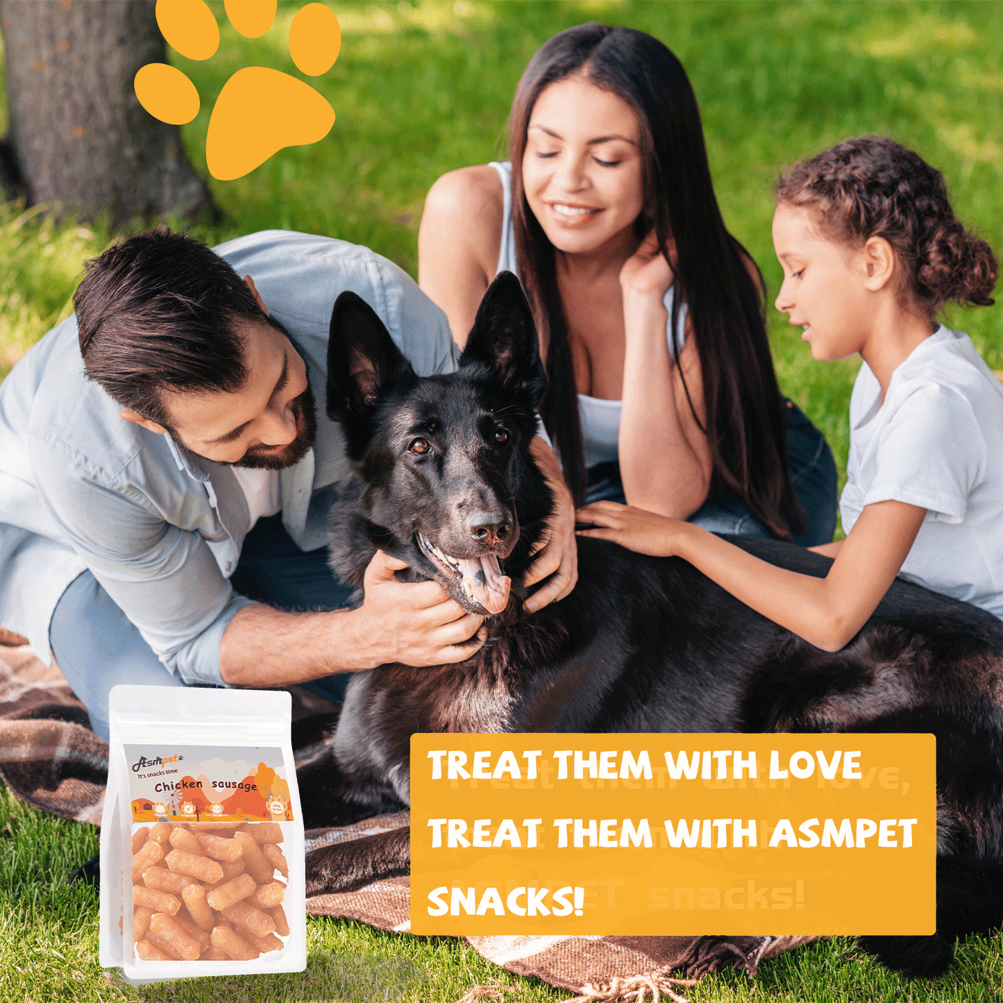 ASMPET Chicken Sausage Dog Treats, Natural Chicken Jerky Training Treats for Dogs with Taurine, Low Fat Soft Chewy Snacks, 11oz