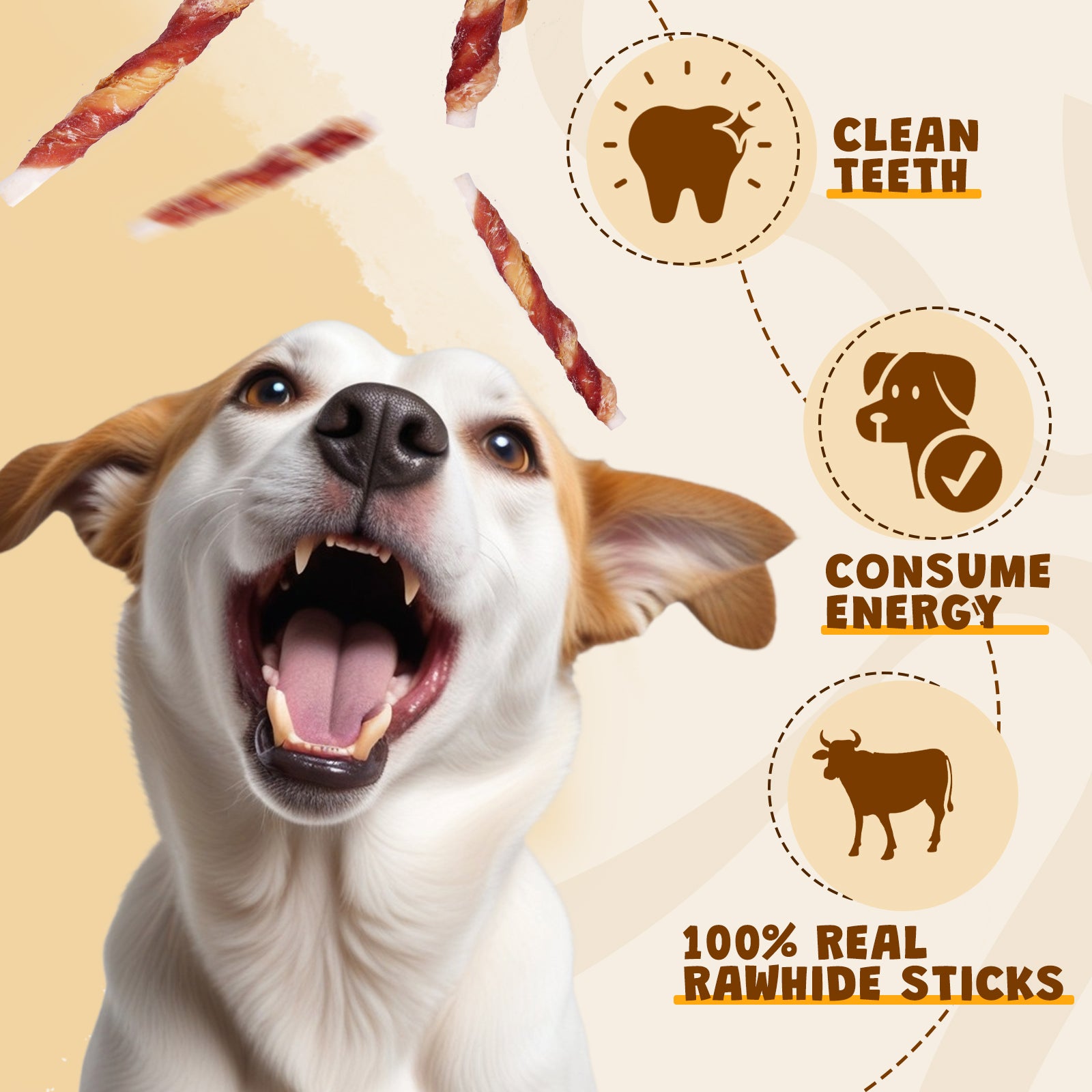 ASMPET Rawhide Dog Chew, Natural Chicken and Duck Wrap Long-Lasting Treat for Dog, 11 oz.