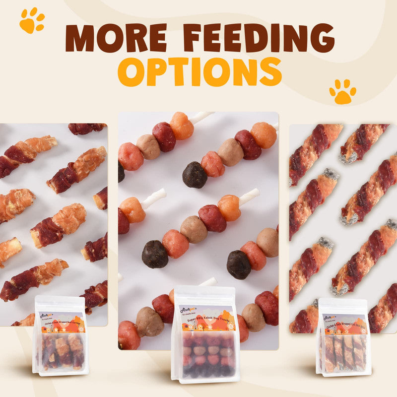 ASMPET Multi-Flavor Dog Treats, Made with Chicken Duck Salmon Rabbit and Beef Healthy Snacks for Small Medium Large Dogs, 10.6oz
