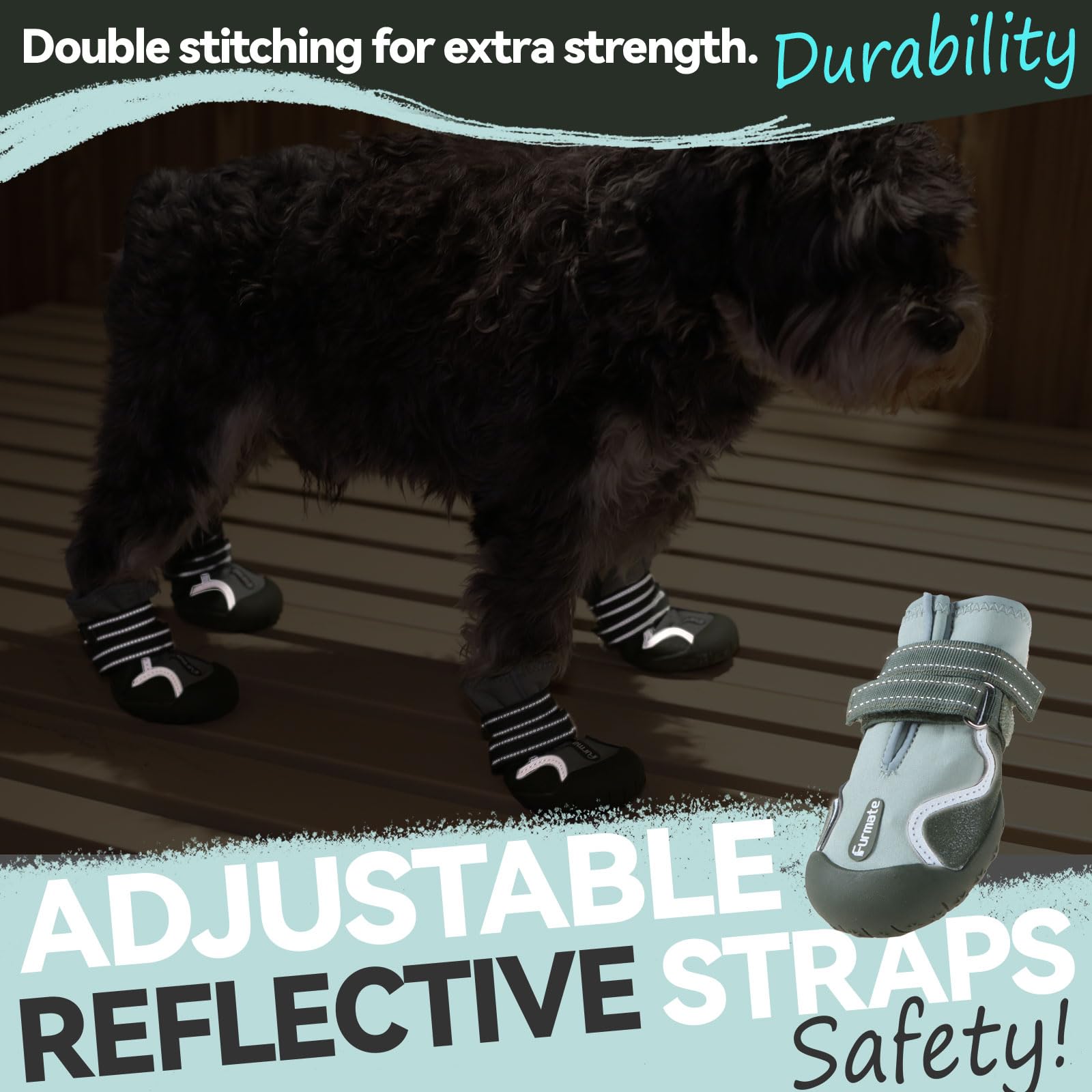 Dog Shoes for Large Small Medium Dogs Dog Booties for Indoor Hardfloors Anti Slip Reflective Strip Waterproof Dog Boots & Paw Protectors for Outdoor Walking Hot Pavement Winter Snow-green08