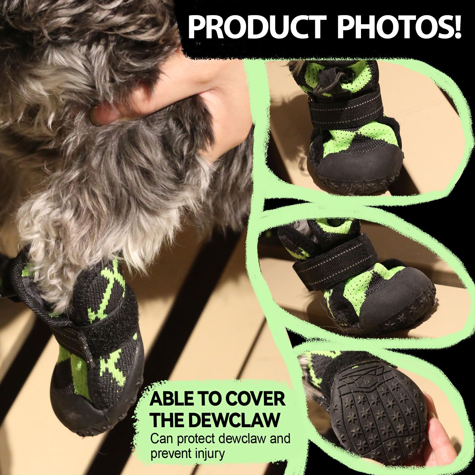Dog Shoes for Large Small Medium Dogs Waterproof Dog Boots & Paw Protectors with Breathable Mesh for Summer Hot Pavement Anti Slip Dog Booties for Hiking Hardwood Floors Winter Snow-green02