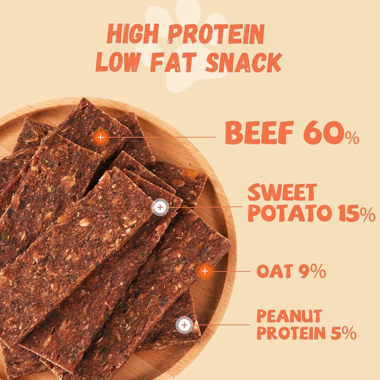 Pawmate Beef Sweet Potato Jerky - Healthy Dog Training Treats (10.58 oz)