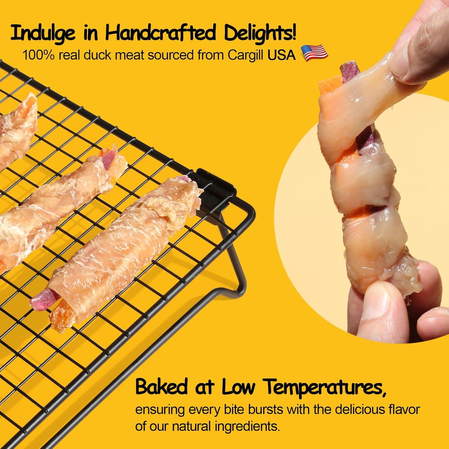 ASMPET Dog Treats - Chicken & Sweet Potato Jerky Wraps, Rawhide-Free, Easy to Digest, for Large Dogs