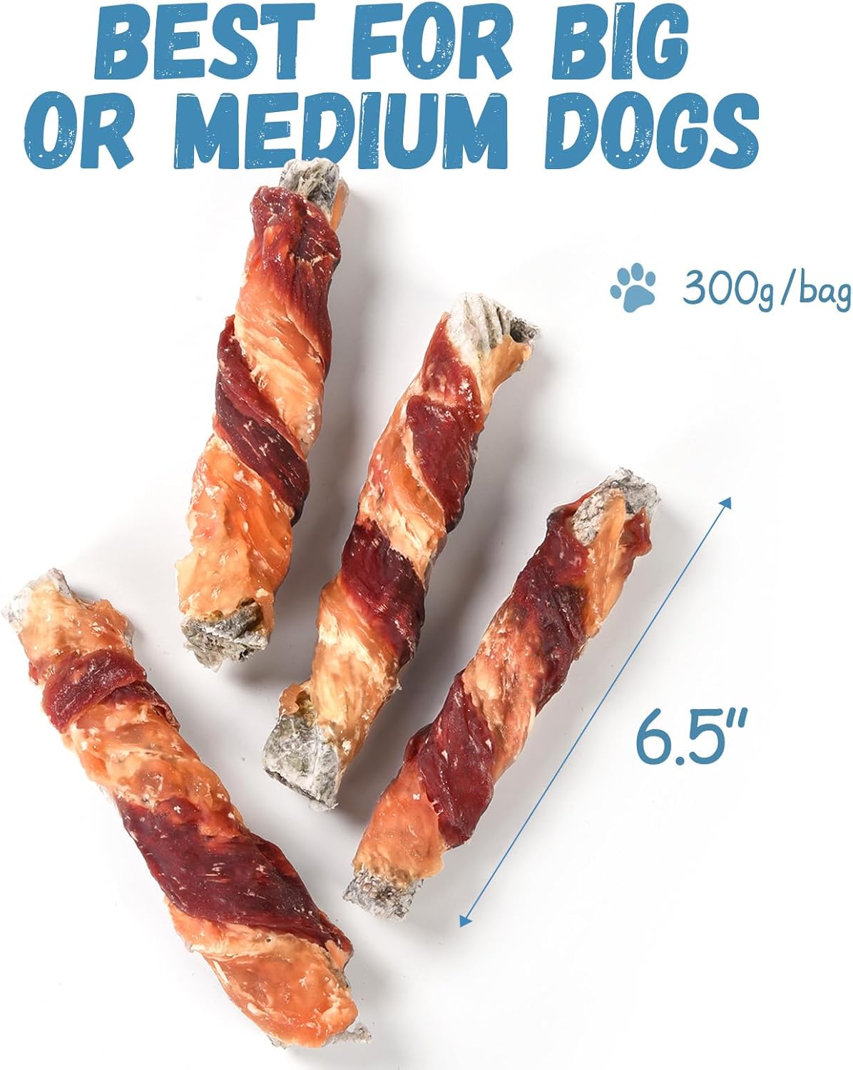Pawmate Dog Treats, Healthy Low Fat Jerky Chews for Small Medium Large Dogs 9-10 Counts