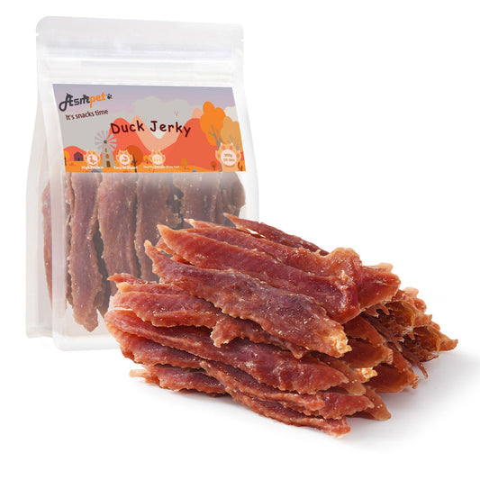 ASMPET Duck Jerky Dog Treat, Natural Low Fat Snacks for Small Medium Large Dogs, 10.6oz