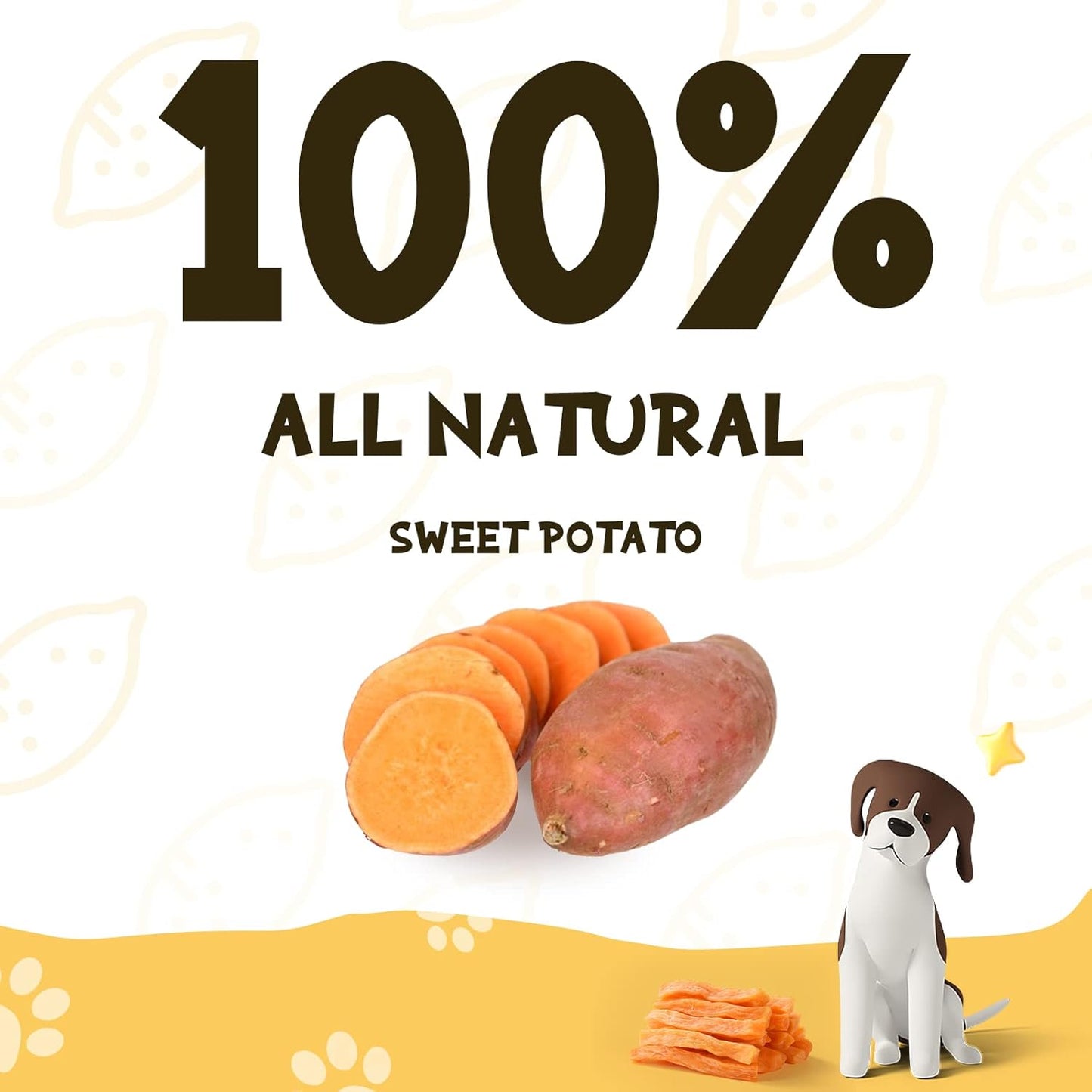 ASMPET Sweet Potato Dog Treats - Vegan, Grain-Free, Gluten-Free, Low Fat, for Small, Medium & Large Dogs