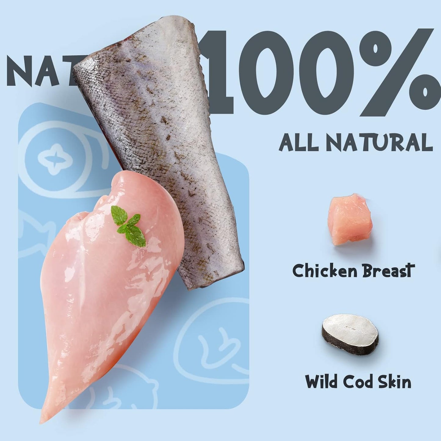 ASMPET Dog Treats - Chicken Jerky Wrapped Cod Fish Skin, Omega-3, High Protein, Rawhide-Free, 10.6 oz