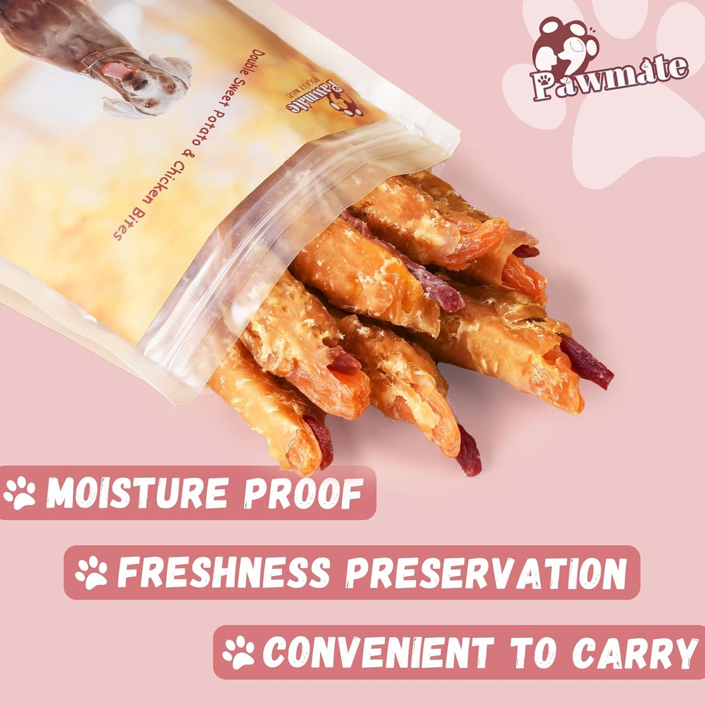 Pawmate Duck Double Purple Sweet Potato Wraps Dog Treats, Healthy Low Fat Dog Jerky Treats Chewy for Small Medium Large Dogs 13-17 Counts