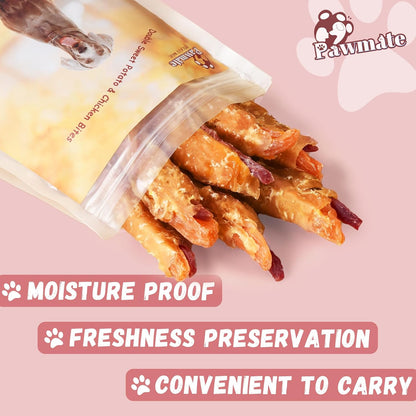 Pawmate Duck Double Purple Sweet Potato Wraps Dog Treats, Healthy Low Fat Dog Jerky Treats Chewy for Small Medium Large Dogs 13-17 Counts