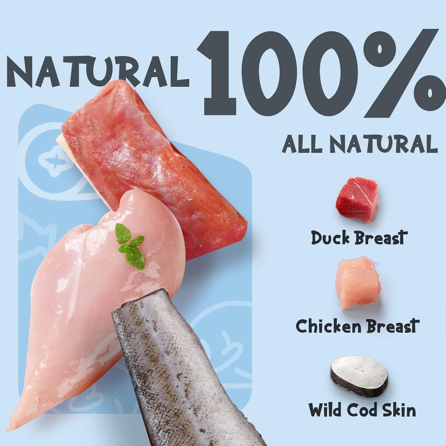 ASMPET Rawhide Free Dog Treats Chicken & Duck Wrapped Cod Skin Stick, Healthy Dog Chew, Training Snacks for Small Medium Large Dogs, 2 Pack 21.2oz