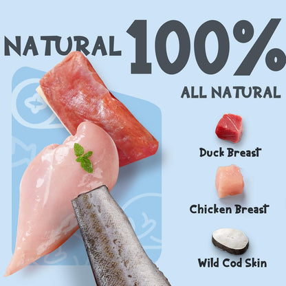ASMPET Rawhide Free Dog Treats Chicken & Duck Wrapped Cod Skin Stick, Healthy Dog Chew, Training Snacks for Small Medium Large Dogs, 2 Pack 21.2oz