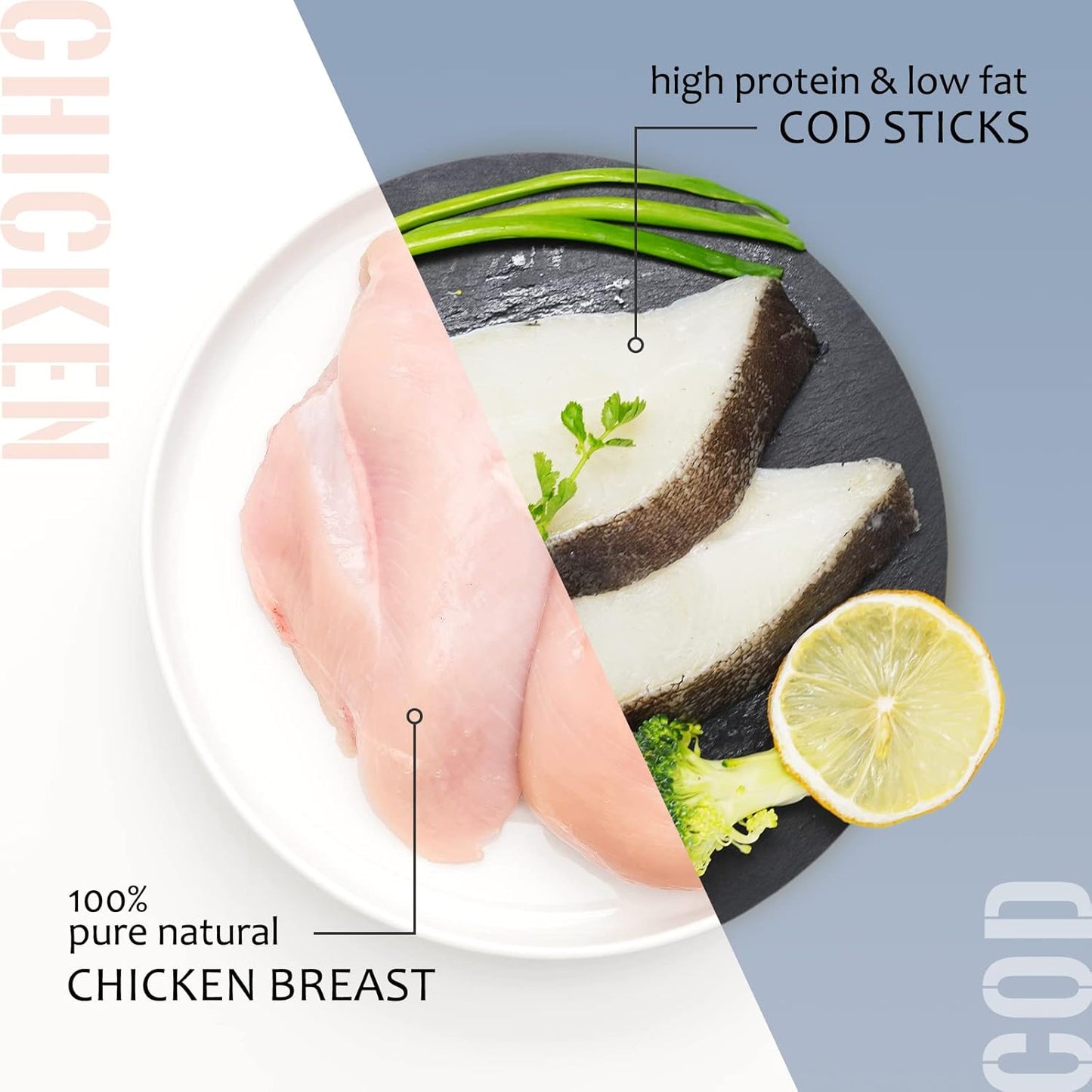 ASMPET Dog Treats - Chicken Wrapped Cod Fish, Omega-3, Grain-Free, Rawhide-Free, for Small & Medium Dogs