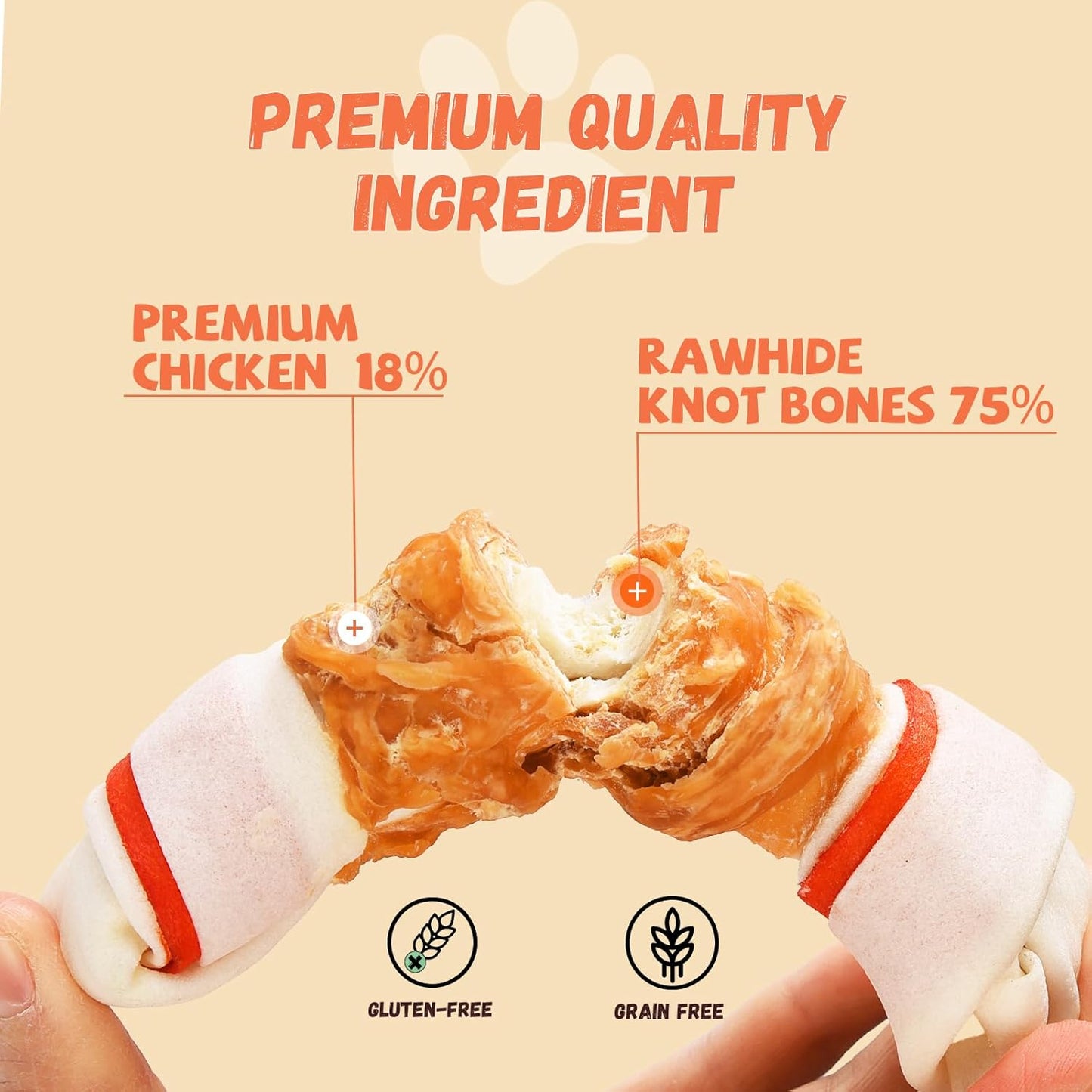 Pawmate Large Chicken Wrapped Rawhide Bones - Long-Lasting Chews (5 Count)