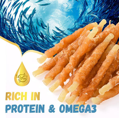 Pawmate Chicken Wrapped Cod Sticks - Grain-Free Training Treats (15-17 Count)