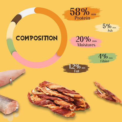 ASMPET Dog Treats - Triple-Flavor Non-Rawhide Chews, Chicken, Fish & Duck, for Small, Medium & Large Dogs