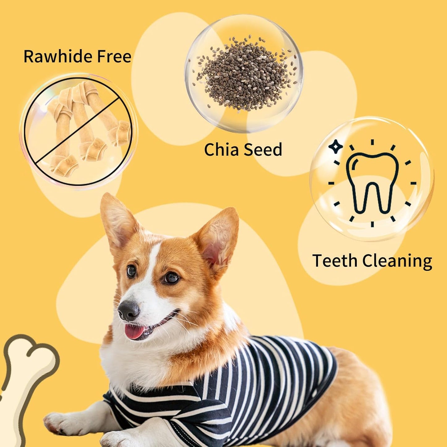 ASMPET Dog Treats - Chicken Wrapped Cod Fish & Chia Seed, Omega-3, Grain-Free, for Medium & Large Dogs