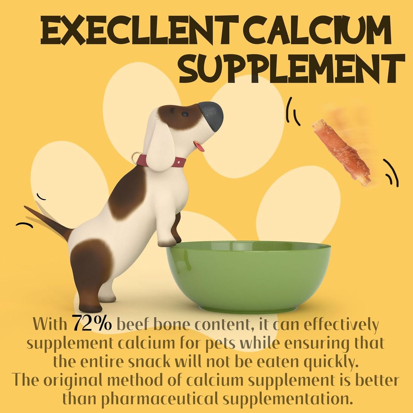 ASMPET Dog Treats - Chicken Wrapped Beef Cartilage, High Calcium, Non-Rawhide Puppy Chews, Protein-Rich