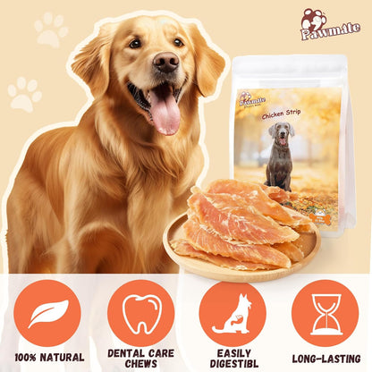 Pawmate Chicken Jerky Tenders, Healthy Natural Dog Treats for Small Medium Large Dogs 12 Counts