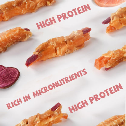 Pawmate Duck Double Purple Sweet Potato Wraps Dog Treats, Healthy Low Fat Dog Jerky Treats Chewy for Small Medium Large Dogs 13-17 Counts