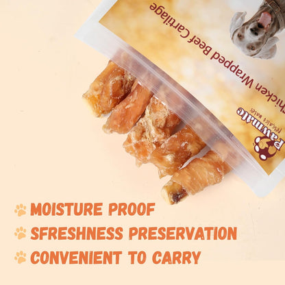 Pawmate Chicken Wrapped Beef Cartilage - Long-Lasting Dog Chews (12 Count)