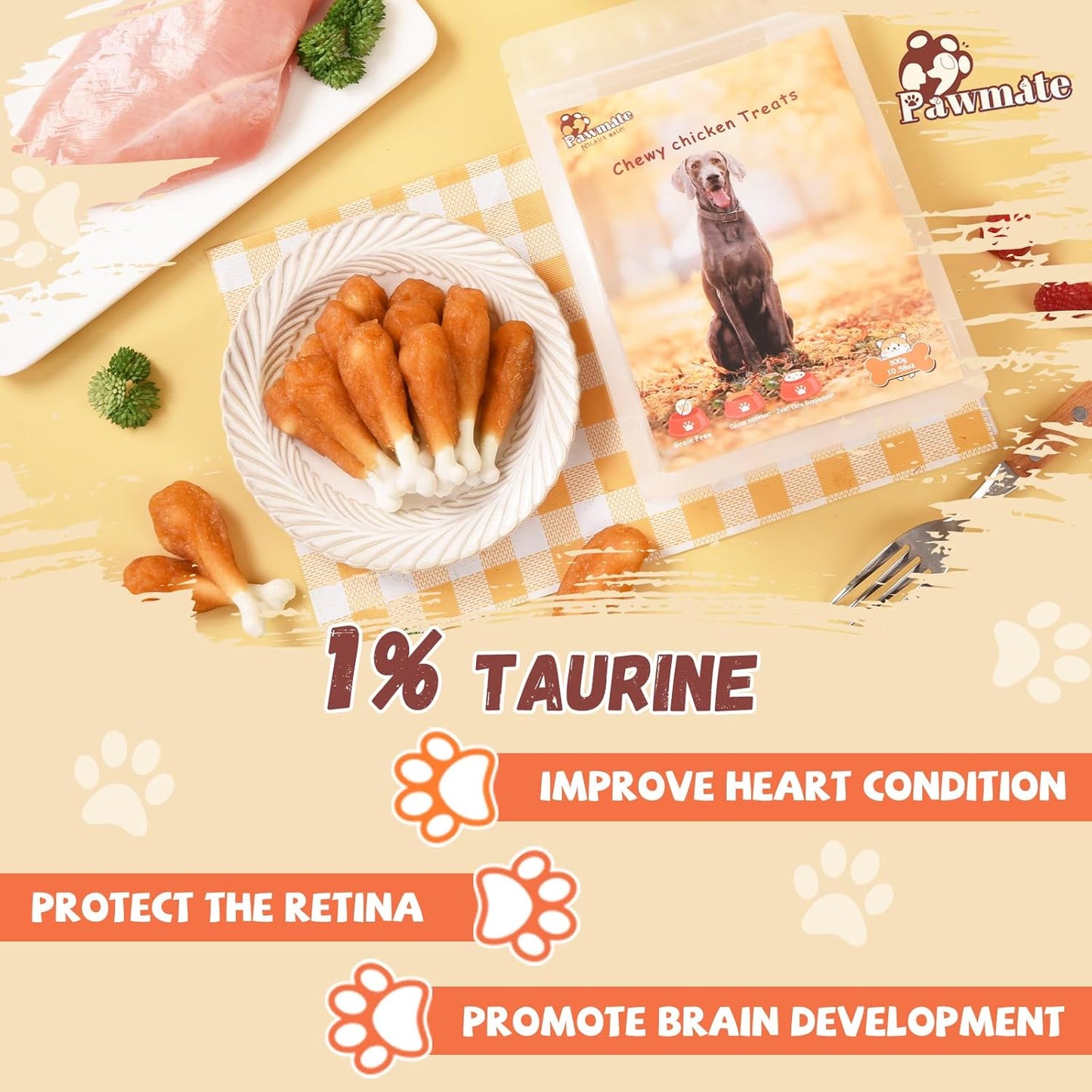 Pawmate Chicken Wrapped Calcium Bone - Grain-Free Teeth Cleaning Dog Treats (10.58 oz)