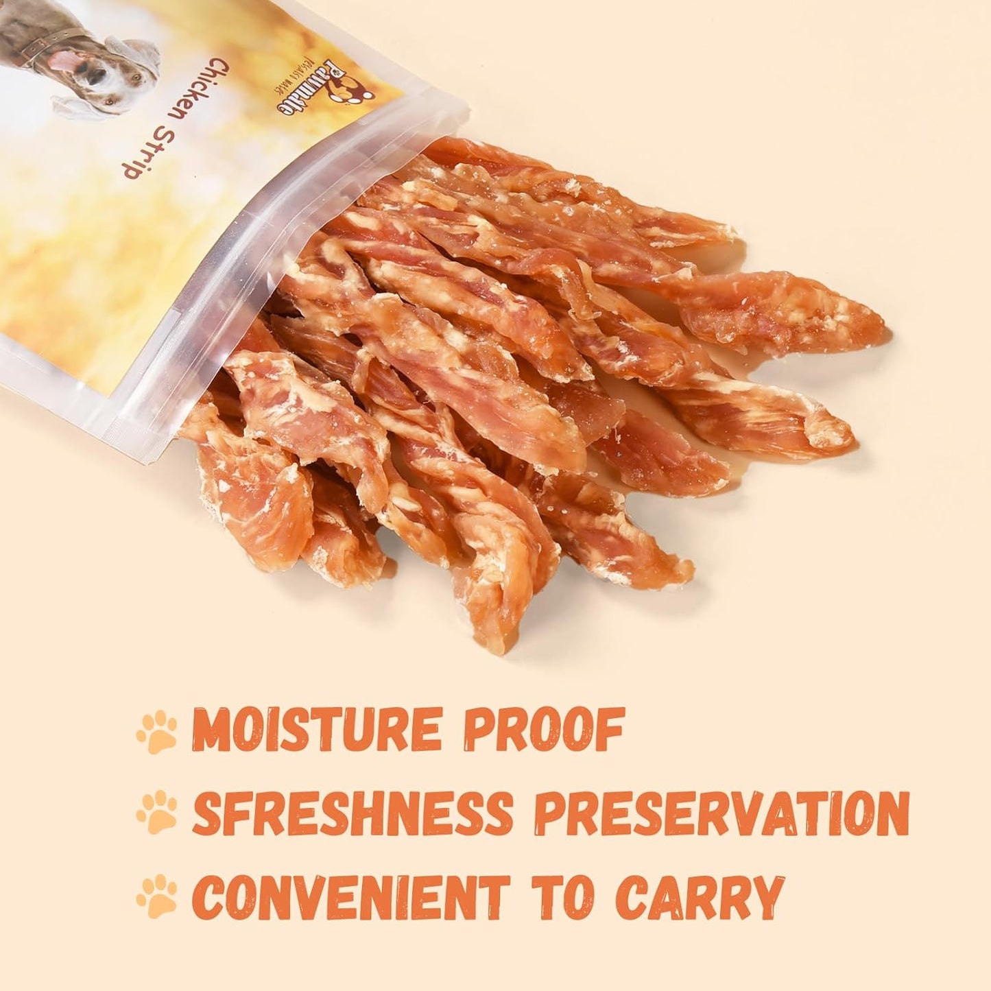Pawmate Dog Treats, Chicken Strips for Dogs, Natural Healthy Jerky Dog Treats for Small Medium Large Dogs with Taurine 10.58oz
