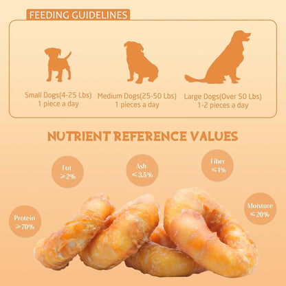 ASMPET Dog Bone Chicken Wrapped Rawhide Donuts, Long-Lasting, Pack of 4, for Large & Small Dogs