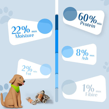 ASMPET Dog Treats - Chicken Wrapped Cod Fish Knotted Bones, Omega-3, Rawhide-Free, for Medium & Large Dogs