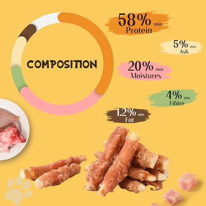 (2 Packs)ASMPET Dog Treats - Chicken Wrapped Beef Cartilage, High Calcium, Non-Rawhide Puppy Chews, Protein-Rich,