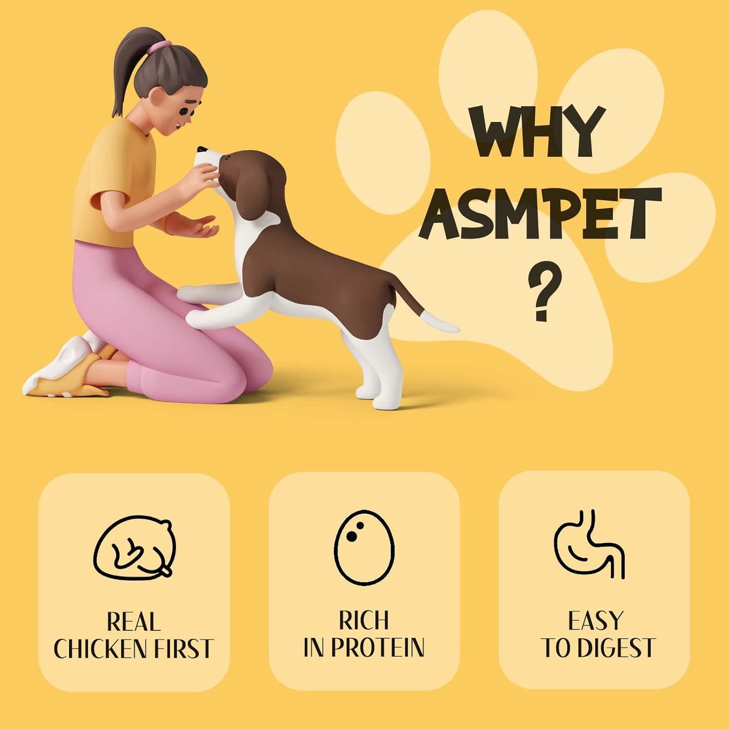 ASMPET Chicken Jerky Dog Treats - Real Chicken, Low Fat, High Protein, for Small & Medium Dogs, 1% Taurine