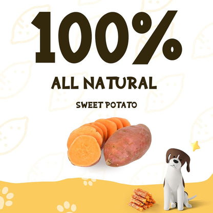 ASMPET Dog Treats - Sweet Potato Wrapped Chicken Fries, Grain-Free, for Small, Medium & Large Dogs, 10.6 oz