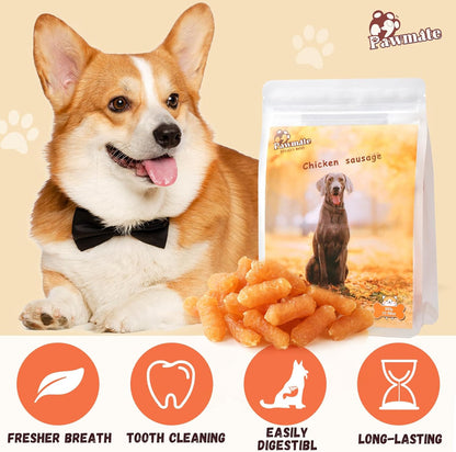 Pawmate Dog Treats Chicken Sausage, Natural Chicken Jerky for Small Medium Large Dogs 10.58oz