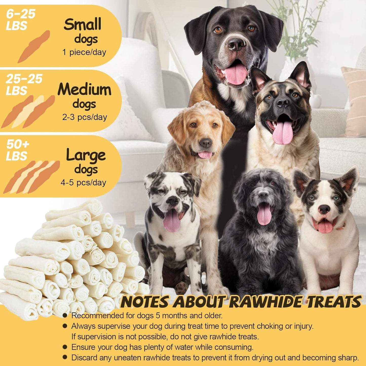 ASMPET Dog Treats - Chicken Wrapped Rawhide Bones, Grain-Free, Teeth Cleaning for Small & Medium Dogs