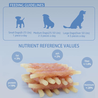 ASMPET Dog Treats - Chicken Wrapped Cod Fish, Omega-3, Grain-Free, Rawhide-Free, for Small & Medium Dogs