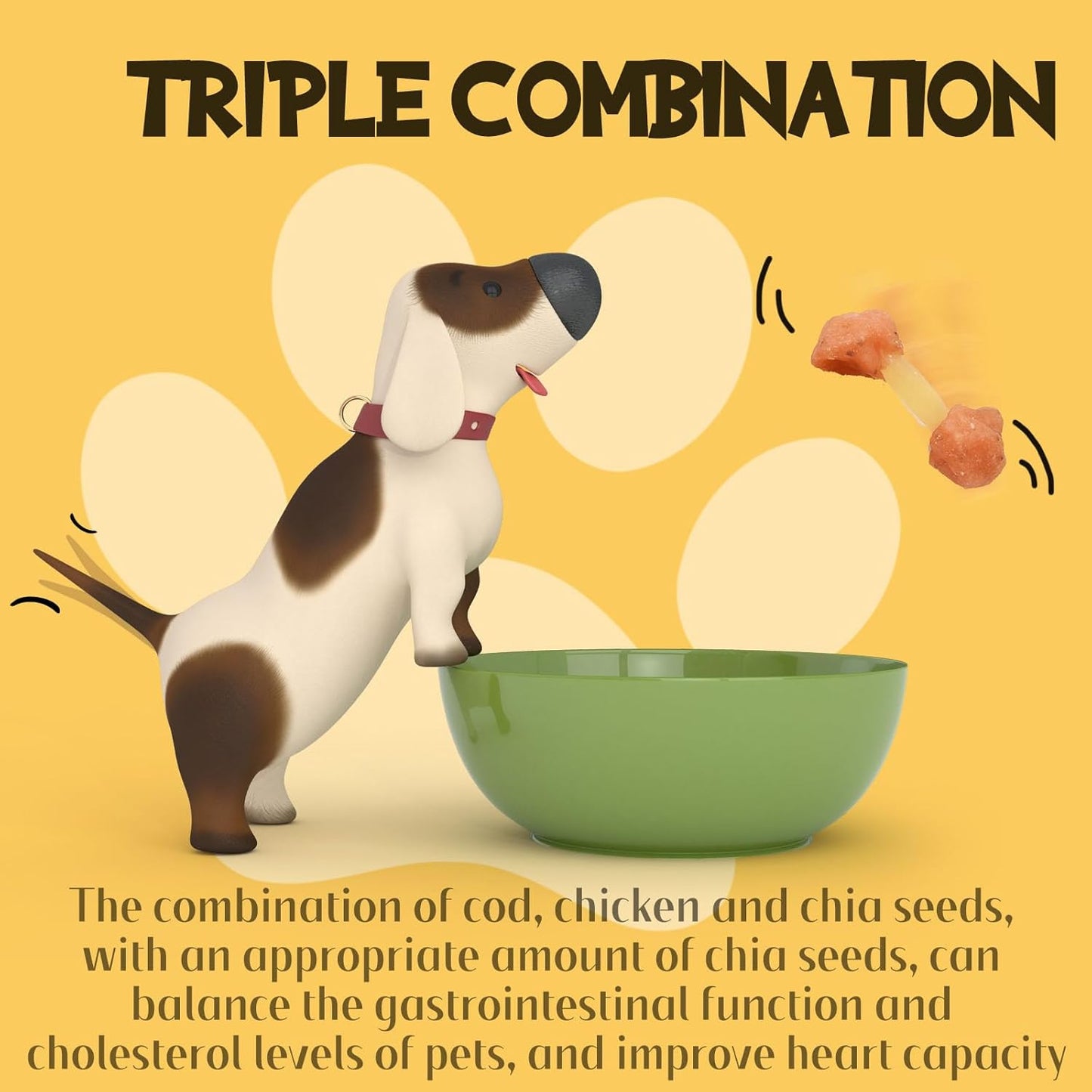 ASMPET Dog Treats - Chicken Wrapped Cod Fish & Chia Seed, Omega-3, Grain-Free, for Medium & Large Dogs