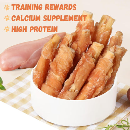 Pawmate Chicken Wrapped Beef Cartilage - Long-Lasting Dog Chews (12 Count)