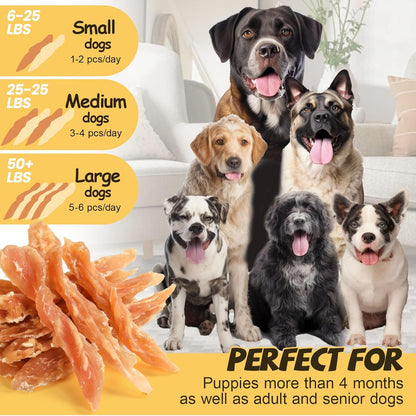 ASMPET Chicken Jerky Dog Treats - Human-Grade, Taurine-Enriched, Low Fat, Grain-Free, 100% Natural