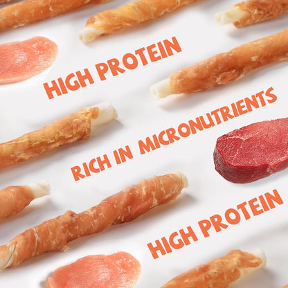 Pawmate Chicken Wrapped Rawhide Sticks - Natural Dog Treats (20-21 Count)