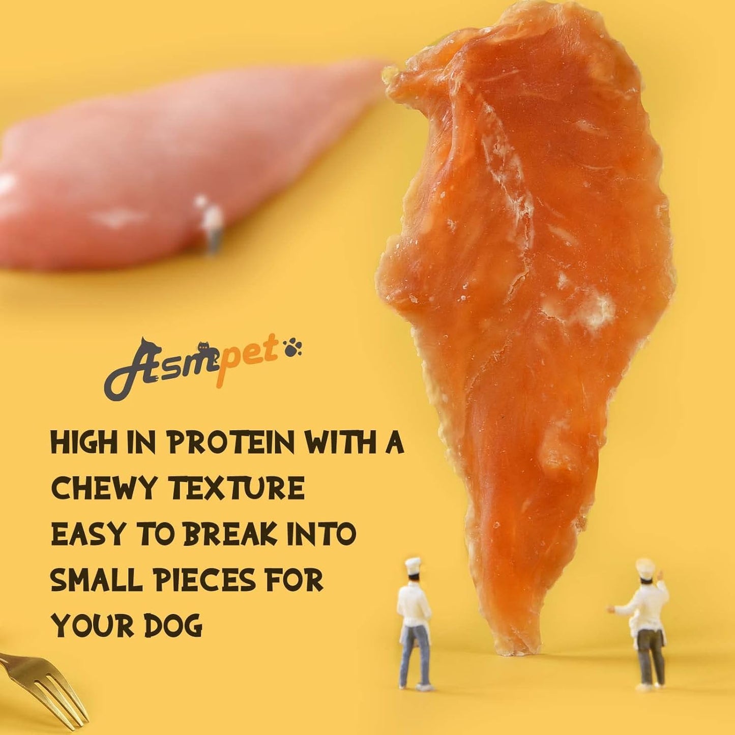 ASMPET Chicken Jerky Dog Treats - Real Chicken, Low Fat, High Protein, for Small & Medium Dogs, 1% Taurine