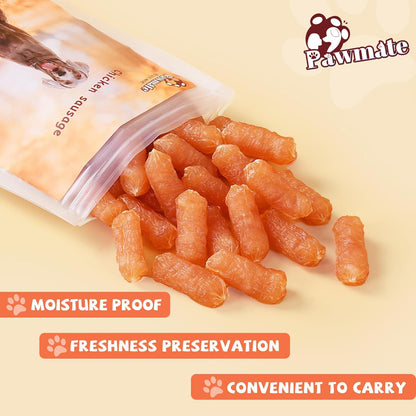 Pawmate Dog Treats Chicken Sausage, Natural Chicken Jerky for Small Medium Large Dogs 10.58oz