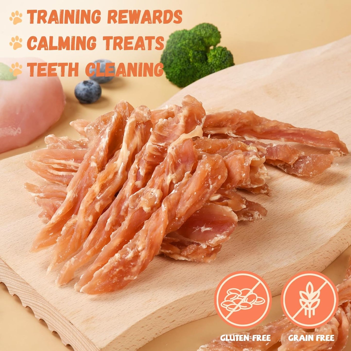 Pawmate Dog Treats, Chicken Strips for Dogs, Natural Healthy Jerky Dog Treats for Small Medium Large Dogs with Taurine 10.58oz