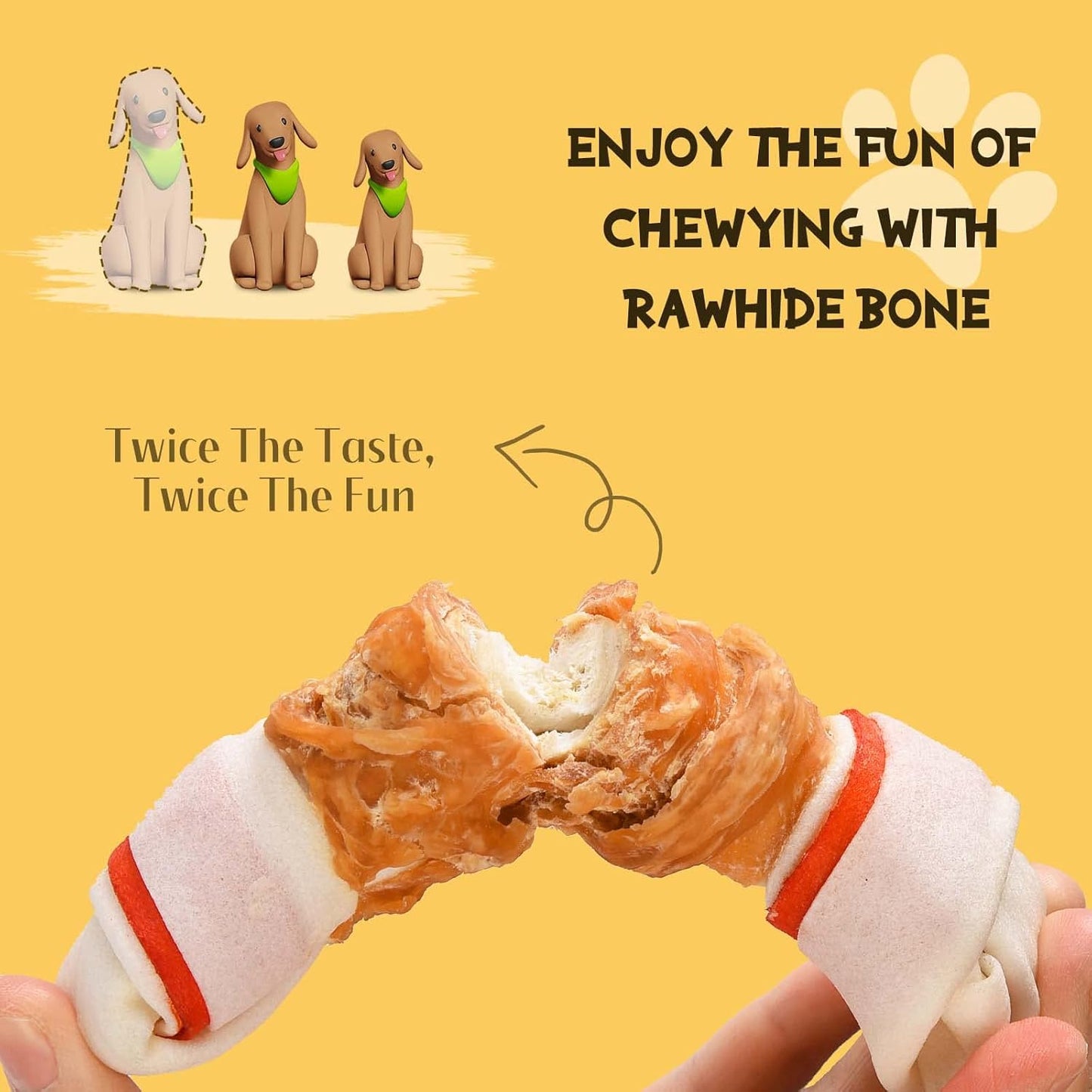 ASMPET Dog Chews Long Lasting 6.5" Knotted Bones, Chicken Wrapped, Rawhide, for Large Dogs & Puppies