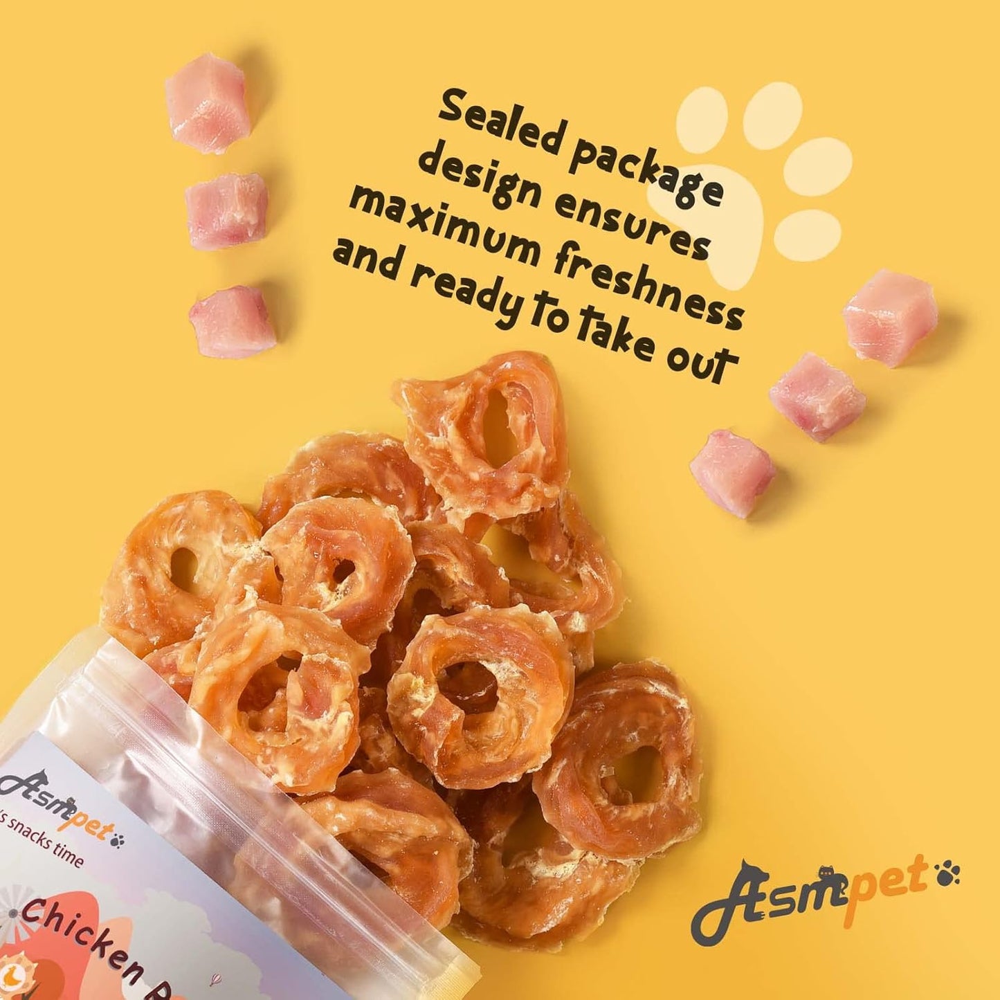 ASMPET Chicken Jerky Rings - Soft Training Chews, High Protein, Limited Ingredient, for Small & Large Dogs