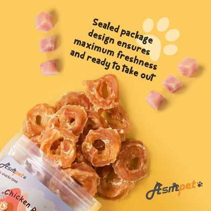 ASMPET Chicken Jerky Rings - Soft Training Chews, High Protein, Limited Ingredient, for Small & Large Dogs