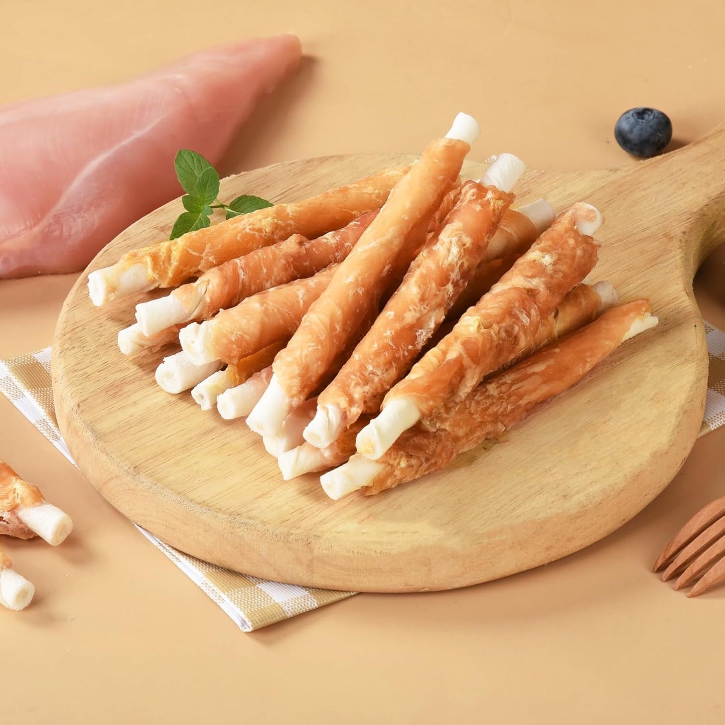 Pawmate Chicken Wrapped Rawhide Sticks - Natural Dog Treats (20-21 Count)